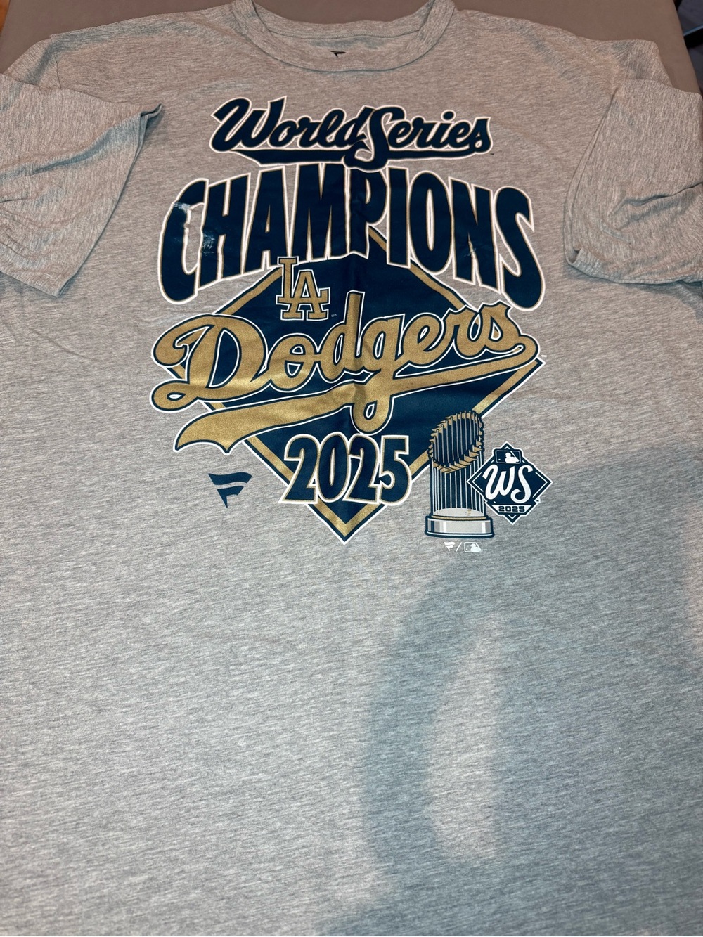 Fanatics Dodgers World Series Champions 2025 Grey Navy Gold Tee